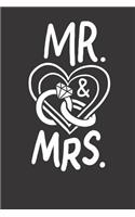 Notebook 6x9 120 Pages: College Ruled Mr And Mrs Engagement Wedding Marriage Honeymoon