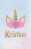 Kristen: Personalized First Name Unicorn Gift Birthday Girl Notebook Journal 104 Pages