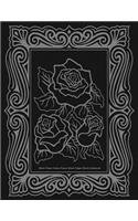 Black Paper Notes, Roses, Black Pages Blank Notebook, 8.5 x 11, 50 Pages