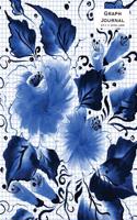 Graph Journal - 8.5 X 11 Extra Large: Square Grid, Soft Cover, Indigo Blue Flowers