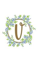 V: Beautiful Monogram Initial V Notebook - Lined Writing Notebook Journal 8.5" x 11" with 120 Pages