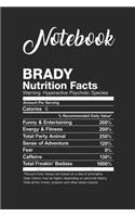 Notebook: Brianne Nutrition Facts Name Funny Blank Notebook with for Student and Teacher Food Diet Nutrition with 120 Pages of 6in x 9in x 120 Pages Blank Pap