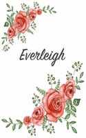 Everleigh: Personalized Composition Notebook - Vintage Floral Pattern (Red Rose Blooms). College Ruled (Lined) Journal for School Notes, Diary, Journaling. Flo