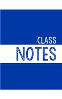 Blue Class Notebook: 100 numbered pages, college-ruled, fillable table of contents for quick note retrieval, colors for each subject