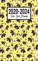 2020-2024 Five-Year Planner: Yellow Badger Pattern 60-Month Calendar