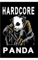 Notizbuch Hardcore Panda: Stabiles hardcore Panda Notizbuch modernes und auffälliges Notizbuch kariert 120 karierte Seiten Din A5 perfekt als Notizheft, Tagebuch und Journal 