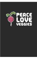 Peace Love Veggies: Graph Paper Notebook (6" x 9" - 120 pages) Vegetarianism Themed Notebook for Gift / Daily Journals