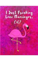 Flamingo Notebook: I Just Freaking Love Flamingos, Ok? College Ruled/Lined Pages