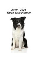 2019 - 2021 Three Year Planner: Border Collie Cover - Includes Major U.S. Holidays and Sporting Events