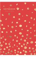 Red Notebook: Journal Dotted Pages, Grid Paper, Gold Polka Dots