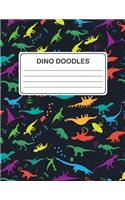 Dino Doodles: Kids Dinosaur Sketchbook (Multi Colored Dinosaurs Design) (Blank Dinosaur Notebook Drawing Book) (8.5 x 11 Large)