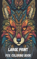 Large print fox coloring book for adults