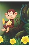 Monkey Eating Bananas in the Jungle - Blank Lined Notebook