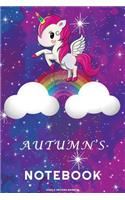 Autumn's Unicorn Rainbow Notebook: Lined Notebook