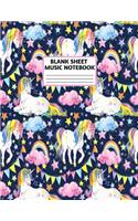 Blank Sheet Music Notebook: Cute Unicorn Matte Cover Design with 110 Pages White Paper Interior for Musician Students and Professionals Playing Piano, Ukelele, Mandolin and oth