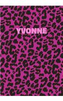 Yvonne: Personalized Pink Leopard Print Notebook (Animal Skin Pattern). College Ruled (Lined) Journal for Notes, Diary, Journaling. Wild Cat Theme Design wi