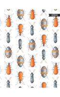 Notebook: Orange Gray Beetles Autumn Journal for Girls and Women - 8.5x11 Large Lined Diary for Writing Journaling School or Work