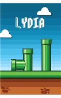 Lydia: Vintage Video Game Personalized Name Notebook Journal Diary Sketchbook with 120 Lined Pages 6x9
