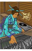 Music Journal: 6x9 Inch a Multi-Purpose Lined Music Journal for Everyday Use - Turn Table, Dj, Ukiyoe, Blue, Kimono Lady, Japan, Music, Geisha, Original Art, Calli