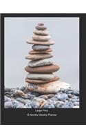 Large Print - 2020 - 15 Months Weekly Planner - Seaside - Stacking Pebbles