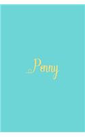 Penny: Personalized Name Turquoise Matte Soft Cover Notebook Journal to Write In. 120 Blank Lined Pages