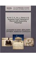 W. M. C. A., Inc. V. Simon U.S. Supreme Court Transcript of Record with Supporting Pleadings