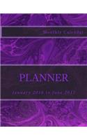 Monthly Calendar Planner: January 2016 to June 2017