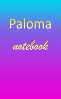 Paloma: Blank Notebook - Wide Ruled Lined Paper Notepad - Writing Pad Practice Journal - Custom Personalized First Name Initial P Blue Purple Gold - Taking 