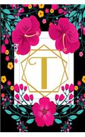 T: Weekly 2020 Planner Floral Monogram Initial - Notebook Journal With Dotted Pages For Woman