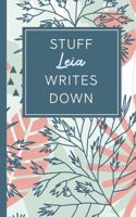 Stuff Leia Writes Down: Personalized Journal / Notebook (6 x 9 inch) STUNNING Tropical Teal and Blush Pink Pattern