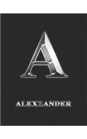 Alexzander: 2 Year Weekly Planner with Note Pages (24 Months) - Silver Effect Personalized Custom Letter A Initial First Name - 2020 - 2021 - Week Planning - Mo