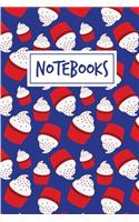 Notebooks: Cupcakes edition, Navy Color, Dash Lined, 6x9inches