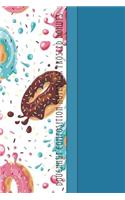 Doughnut Composition Notebook Frosted Donuts: Yummy Frosted Donuts Flying Through Space 6 X 9 Wide Ruled Paper Notebook, Appreciation Gift, Quote Journal or Diary - Unique Inspirational Gift for Friend or Family