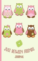 Just Between Friends: Journal: Personal Journal for Kids - Friendship, Owls, Hearts - Diary, Write, Doodle, Notes, Sketch Pad