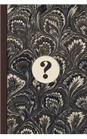 Monogram Symbol Question Mark Mystery Marble Notebook (Coffee Peacock Edition): Blank Lined Journal for Writing Notes, Queries, Secrets, Passwords, and Board Game Scores, Plus Solving Puzzles, Crosswords, Wordsearch, and Sudoku 
