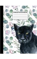Composition Notebook: Black Panther Wide Ruled Lined Note Book - Pretty, Modern, Bohemian Chic Cat Journal with Lines for Kids, Teens, Students or Teachers to Write In at