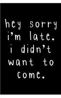 Hey, Sorry I'm late. I didn't want to come