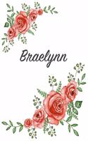 Braelynn: Personalized Composition Notebook - Vintage Floral Pattern (Red Rose Blooms). College Ruled (Lined) Journal for School Notes, Diary, Journaling. Flo