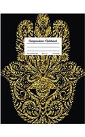 Composition Notebook - College Ruled, 8.5 x 11, 110 pages: : Black And Gold Hamsa Design(Trendy Journals)