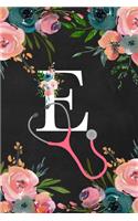 E: You are loved, Monogram Initial Letter Blank Lined Journal Notebook, Undated Daily Planner and appointment slot, Priorities, To do list for Healthca