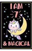 I am 7 & Magical: Cute Unicorn Moon and Stars