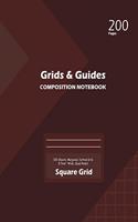 Grids and Guides Square Grid, Quad Ruled, Composition Notebook, 100 Sheets, Large Size 8 x 10 Inch Coffee Cover