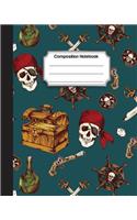 Composition Notebook: Colorful pirate skull drawing pattern: College Ruled School Notebooks, Subject Daily Journal Notebook: 120 Lined Pages (8 x 10 in.)