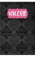 Valerie: Black Gothic Personalized Lined Notebook and Journal for Women and Girls to Write in