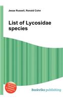 List of Lycosidae Species