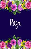 Rosa: Personalized Name Pink Floral Design Matte Soft Cover Notebook Journal to Write In. 120 Blank Lined Pages