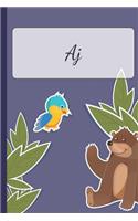 Aj: Personalized Notebooks - Sketchbook for Kids with Name Tag - Drawing for Beginners with 110 Dot Grid Pages - 6x9 / A5 size Name Notebook - Perfect a