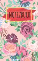 Notizbuch: Notizbuch A5 120 Seiten kariert in Weiß mit Blumenmuster. (Softcover, glänzend)