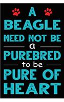 A Beagle Need Not Be a Purebred to be Pure Of Heart: Cute Beagle lined journal gifts. Best Lined Journal gifts For dog Lovers who Loves Beagle. This Cute Dog Lined journal Gifts is the perfect tool to 