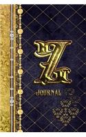 Z Journal: Letter Z Initial Monogram Lined Notebook - Elegant Diamond and Gold Print